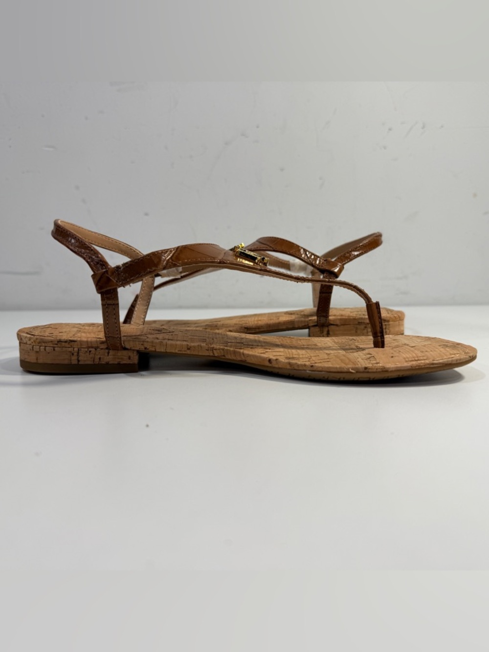 Ralph Lauren Ellington Brown Leather Thong Slingback Sandals Women’s Size 8.5 - Picture 6 of 13